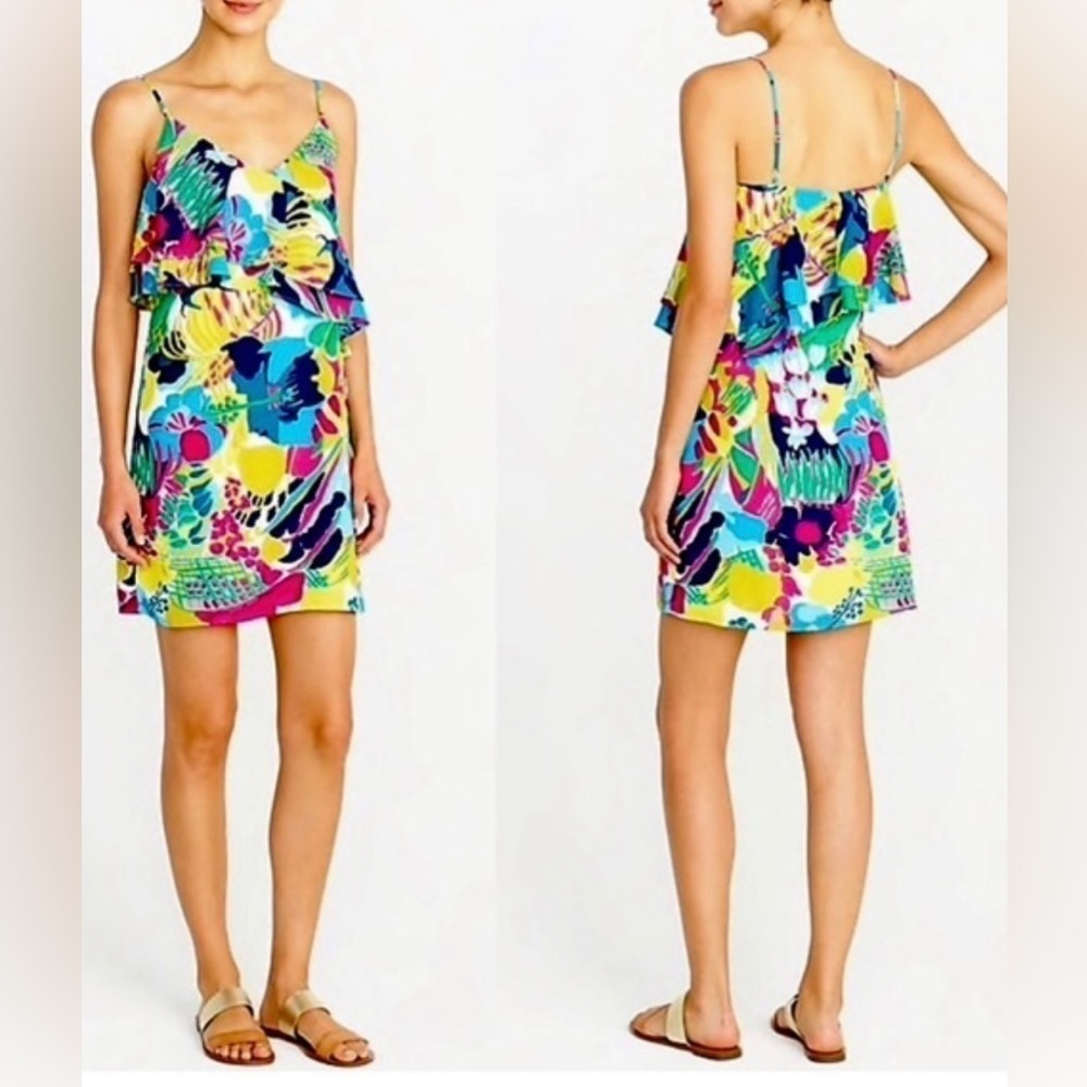 J. Crew Factory Multicolor Tropical Print Mini Dress